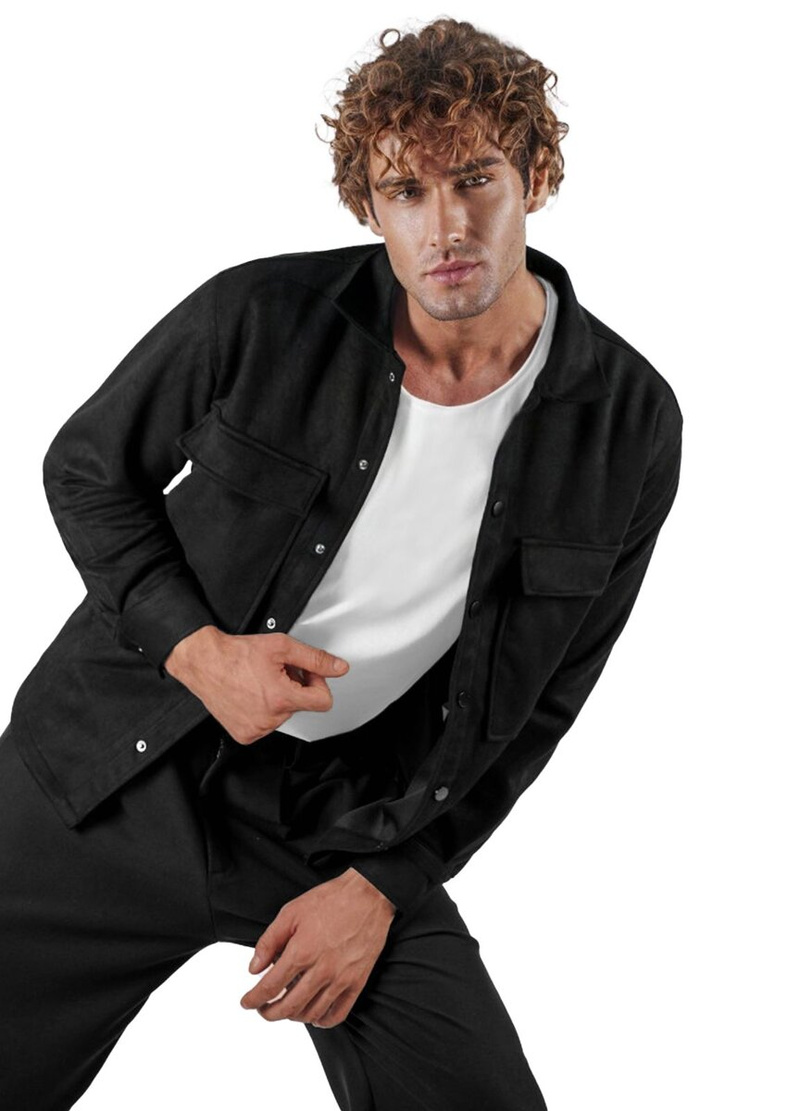 Herren Hemd Schwarz OZONEE O/GOM23039