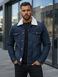 Herren Jeansjacke Sherpa Marineblau OZONEE NB/MJ517BSZ