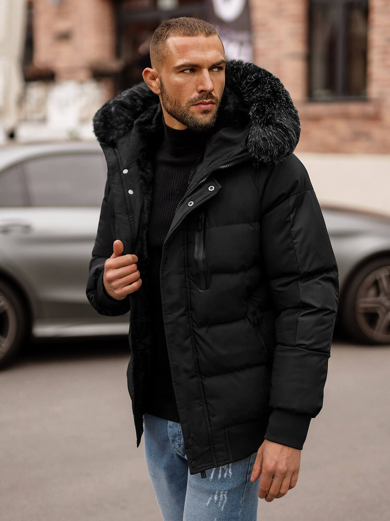 Herren Winterjacke Schwarz OZONEE O/M798Z