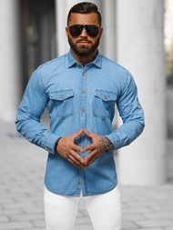 Herren Jeanshemd Blau OZONEE O/225145