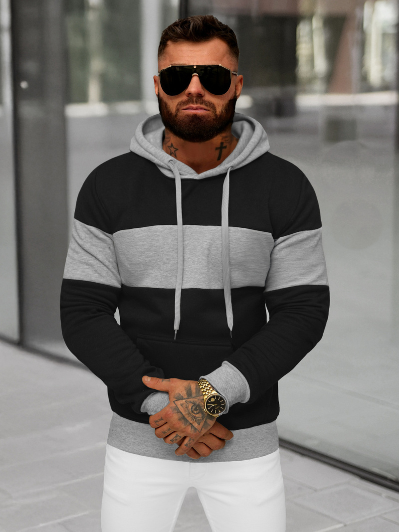 Herren Kapuzenpullover Schwarz OZONEE JS/8B1313/3