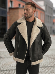 Herren Lederjacke Schwarz OZONEE JS/11Z8273