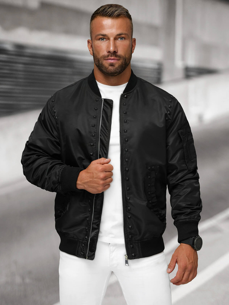 Herren Bomberjacke Schwarz OZONEE O/8905Z