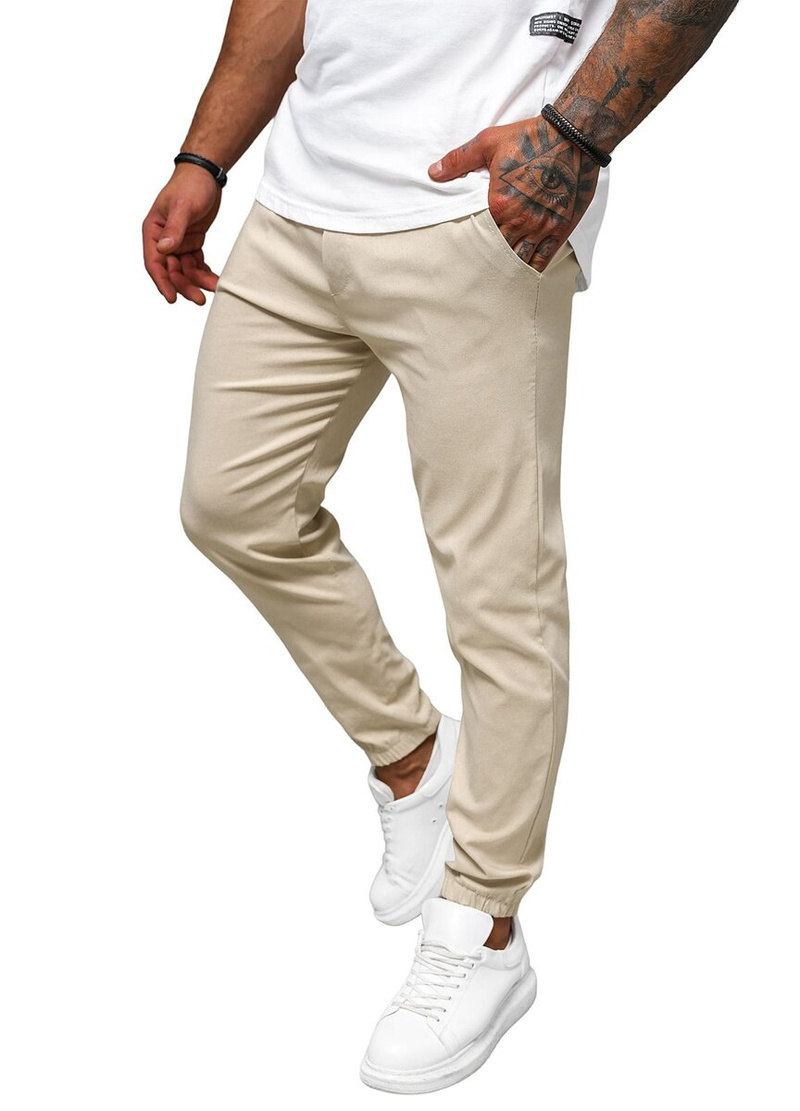 Herren Chino Jogger Hose Beige OZONEE O/1405SP