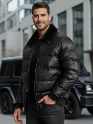 Herren Lederjacke Schwarz OZONEE O/M795Z