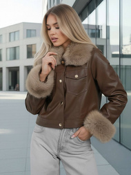 Damen Lederjacke Schokolade OZONEE JS/61M8513/158