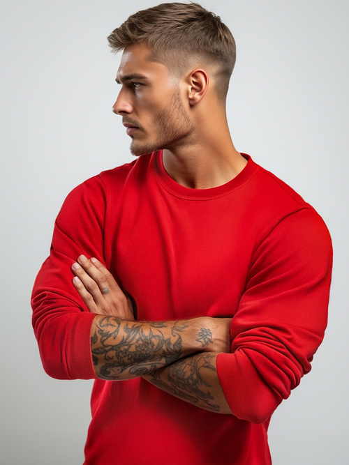 Herren Sweatshirt Rot OZONEE JS/2001-10Z