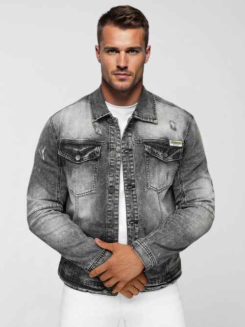 Herren Jeansjacke Schwarz OZONEE NB/MJ529NZ