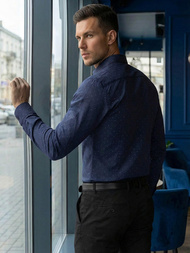 Herren Hemd Dunkelblau OZONEE V/V181Z