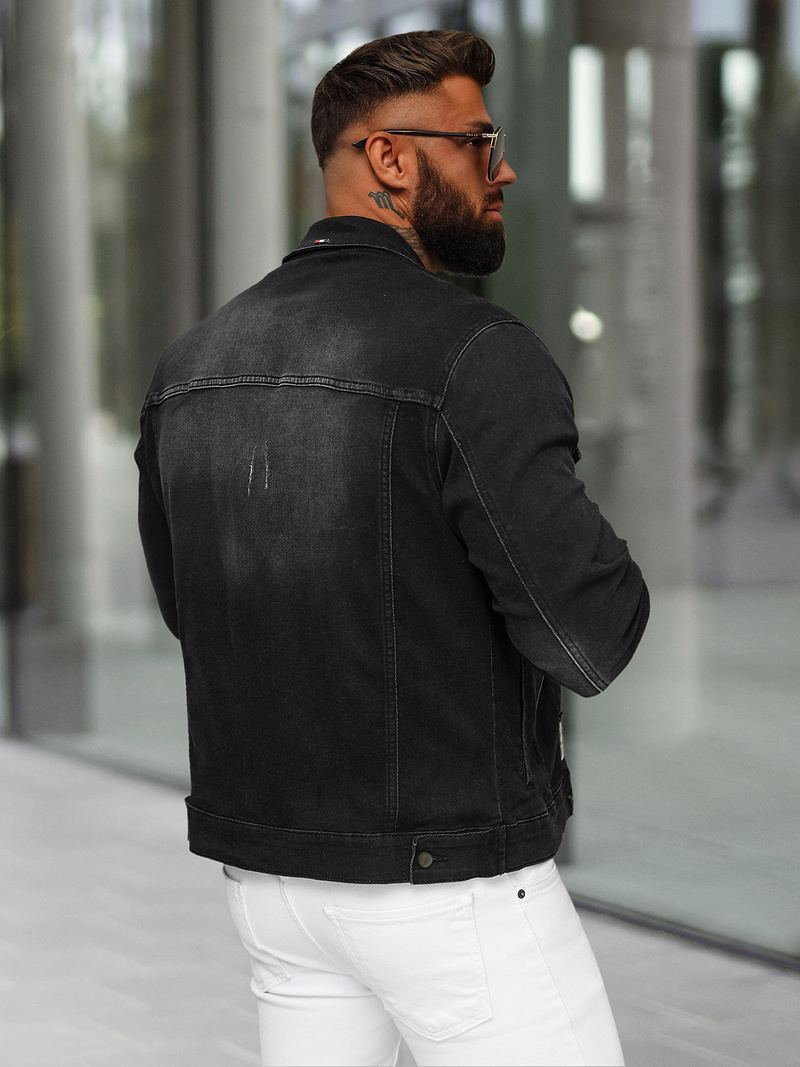 Herren Jeansjacke Schwarz OZONEE NB/MJ514N