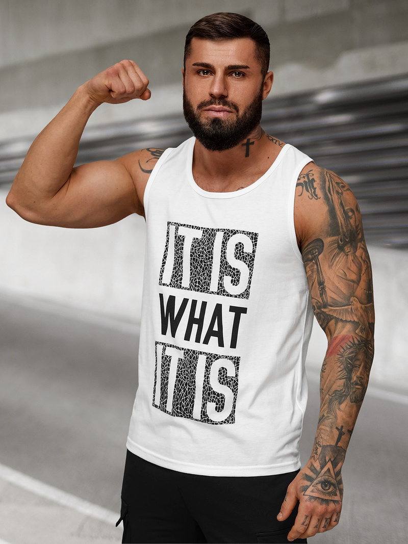 Herren Tank Top Weiß OZONEE JS/8B1710/1Z