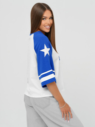 Damen T-shirt Weiß-Blau OZONEE JS/R62493