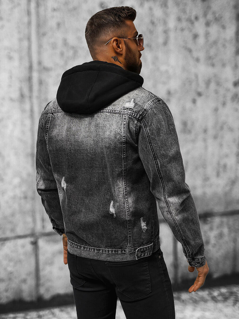 Herren Jeansjacke Schwarz OZONEE NB/MJ505NZ