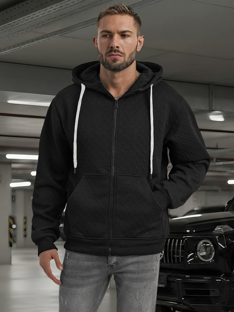 Herren Kapuzenpullover Schwarz OZONEE O/G3066