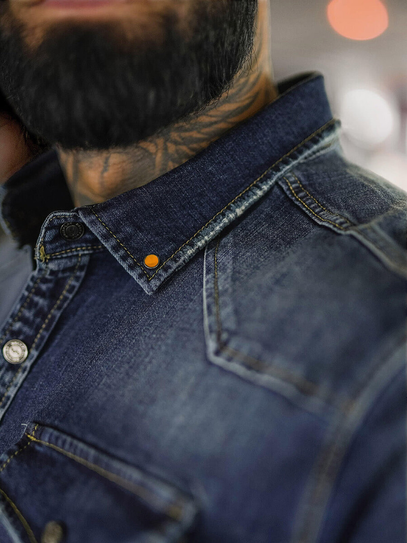 Herren Jeanshemd Dunkelblau OZONEE O/51410