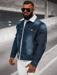 Herren Jeansjacke Sherpa Dunkelblau OZONEE NB/MJ516BSZ