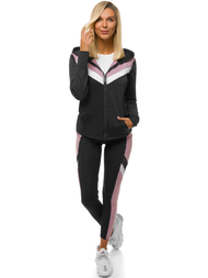 Zweiteiliges Trainingsanzug-Set Schwarz-Hellrosa OZONEE JS/YW06005/1/16