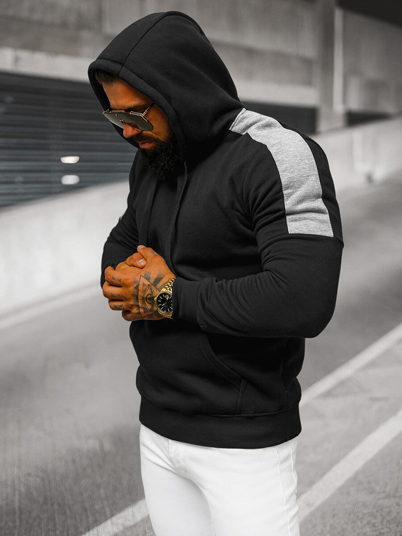 Herren Kapuzenpullover Schwarz OZONEE JS/8B1311/3