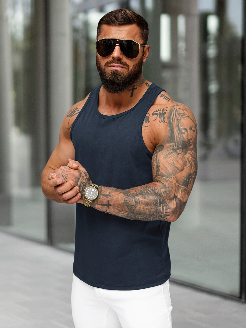 Herren Tank Top Dunkelblau OZONEE JS/99002Z