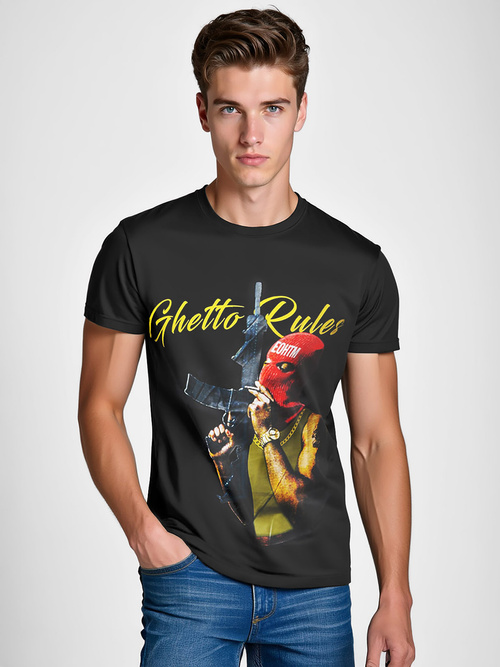 Herren T-shirt Schwarz OZONEE O/T129/3Z