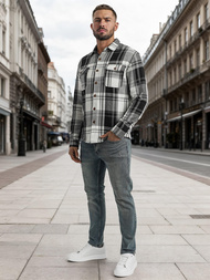 Herren Hemd Schwarz-Weiß OZONEE NB/MC728N/3