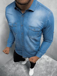 Herren Jeanshemd Hellblau OZONEE O/C99
