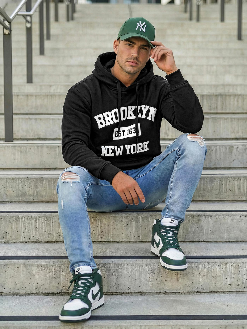 Herren Kapuzenpullover Schwarz OZONEE JS/8B1767/3Z