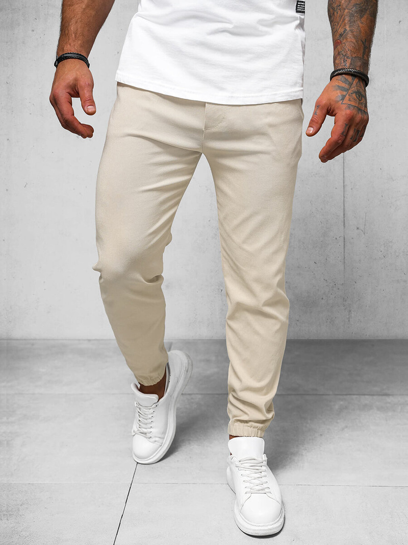 Herren Chino Jogger Hose Beige OZONEE O/1405SP