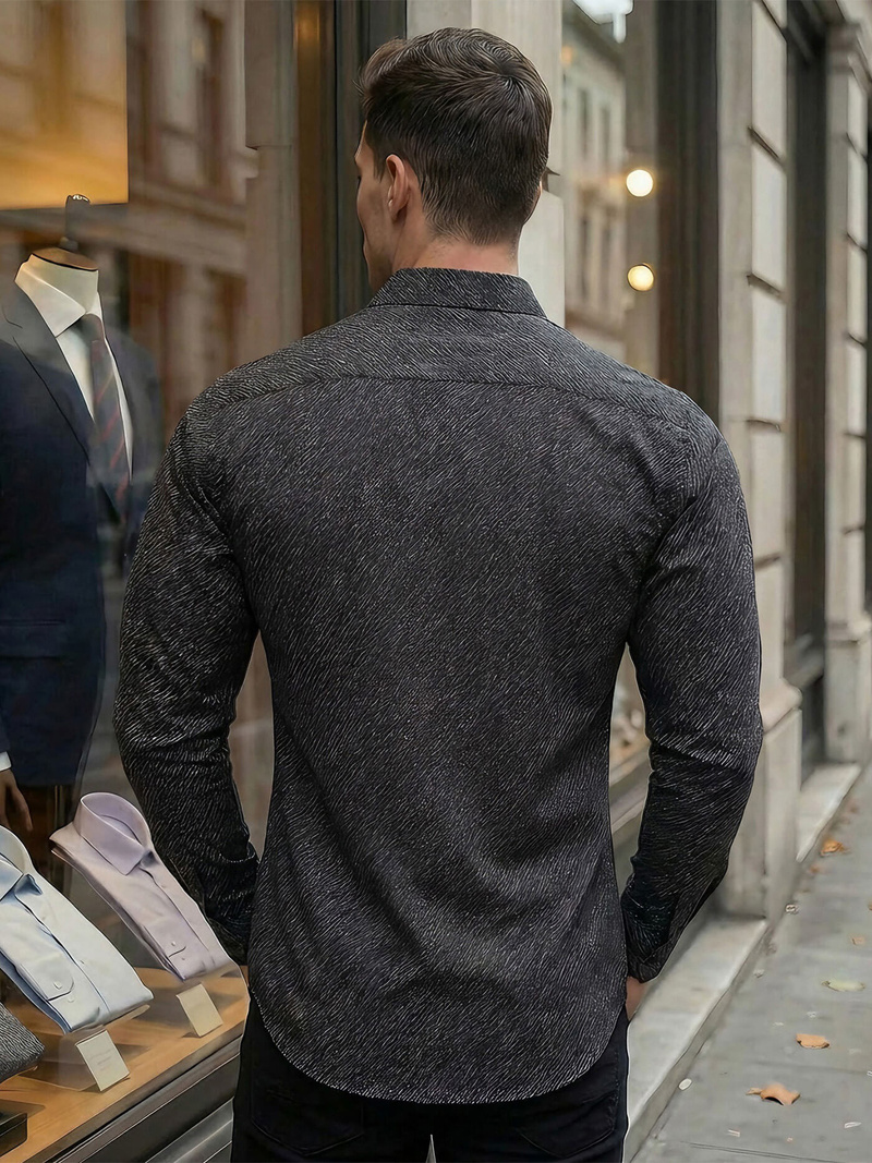 Herren Hemd Schwarz OZONEE V/V184Z