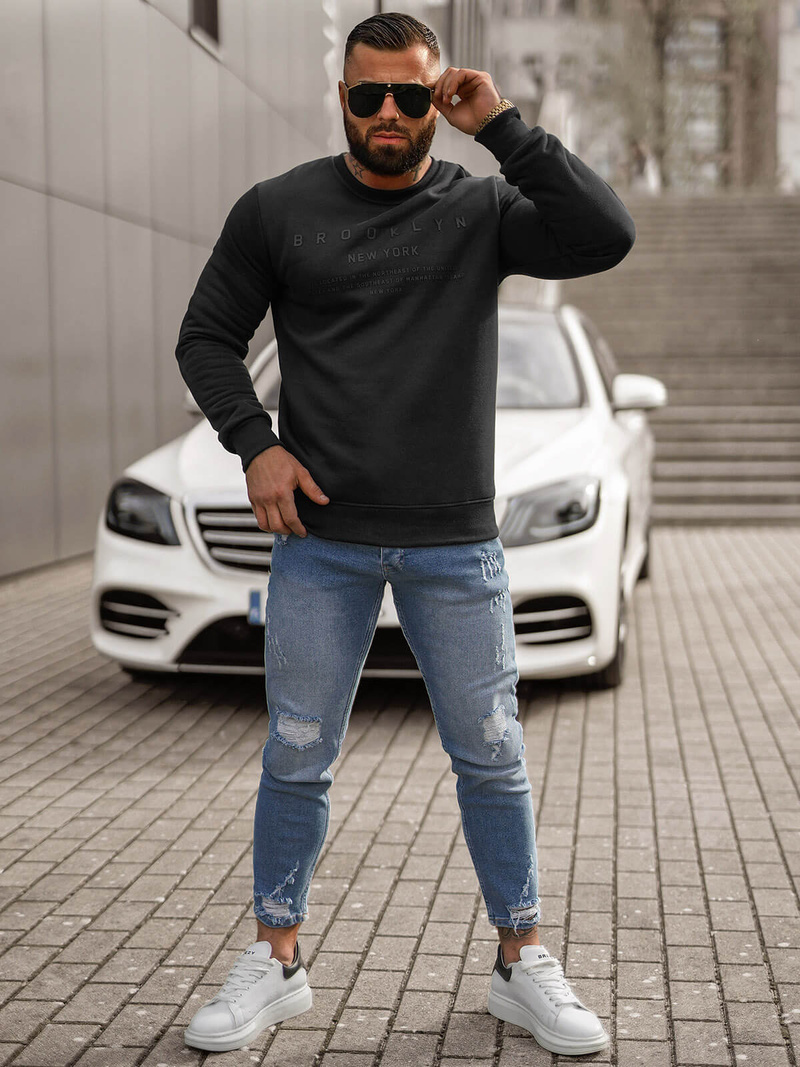 Herren Sweatshirt Schwarz OZONEE JS/8B1360/3