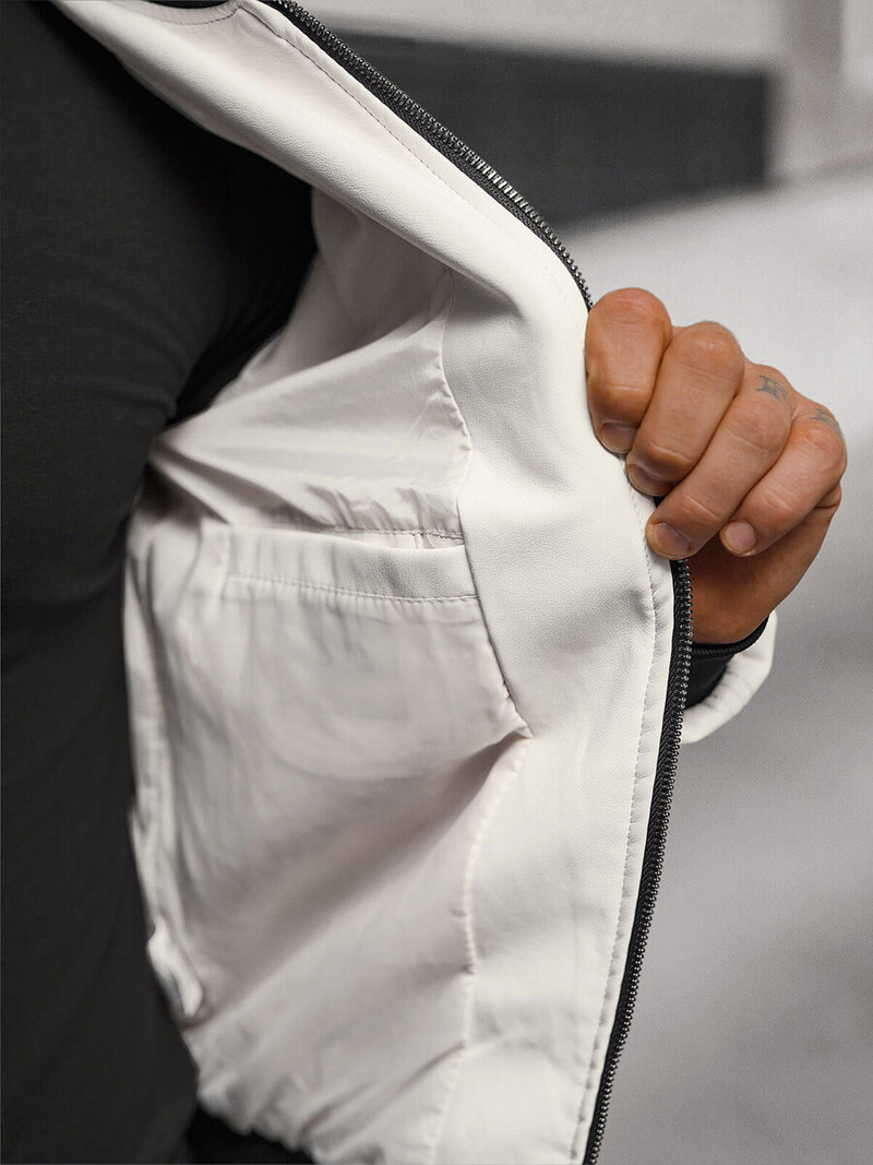 Herren Lederjacke Weiß OZONEE O/88120