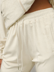 Damen Velours Sportanzug Ecru OZONEE JS/8C1176/155Z