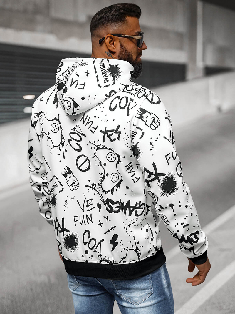 Herren Kapuzenpullover Weiß OZONEE JS/8B1227/1