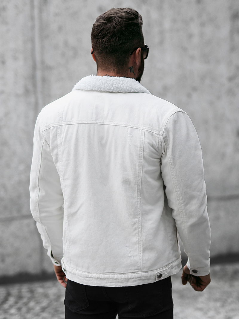 Herren Jeansjacke Sherpa Weiß OZONEE NB/MJ541Z