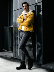 Herren Jeansjacke Gelb OZONEE JB/JP1179/4Z