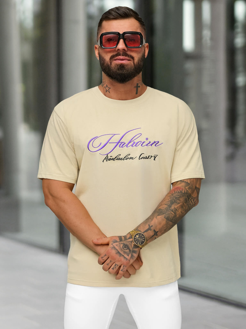 Herren T-shirt Beige OZONEE O/YN2/632