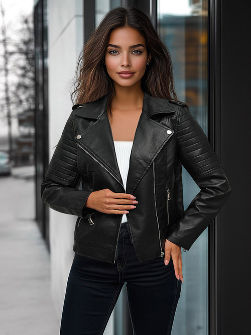 Damen Lederjacke Schwarz OZONEE JS/11Z8097Z