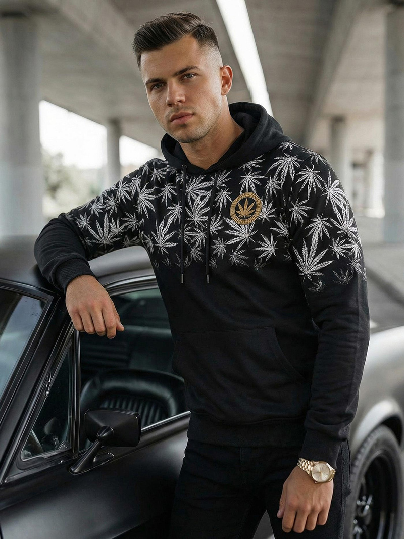 Herren Kapuzenpullover Schwarz OZONEE O/B272Z