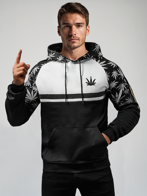 Herren Kapuzenpullover Schwarz OZONEE O/B268