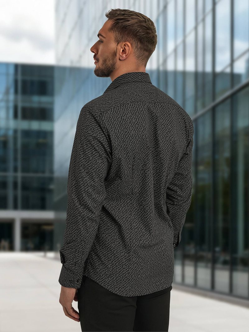 Herren Hemd Schwarz OZONEE V/V184