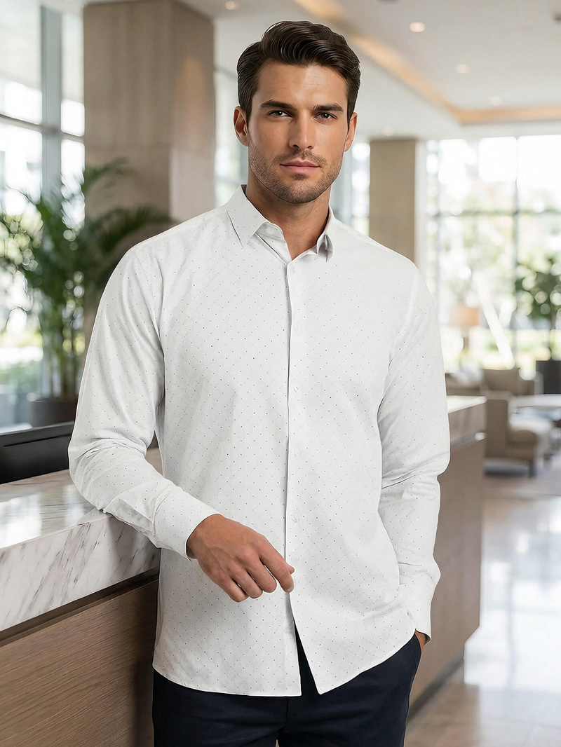 Herren Hemd Weiß OZONEE V/V185Z