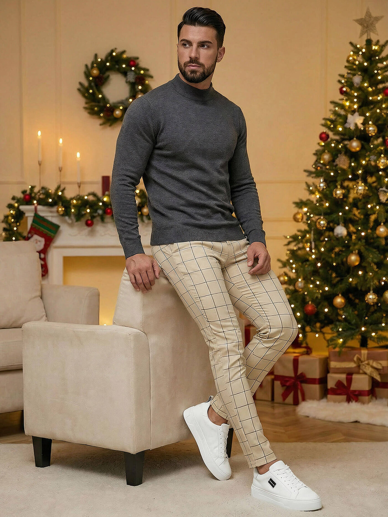 Herren Chino Hose Beige OZONEE DJ/5522Z