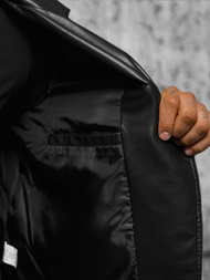 Herren Lederjacke Schwarz OZONEE JS/11Z8067
