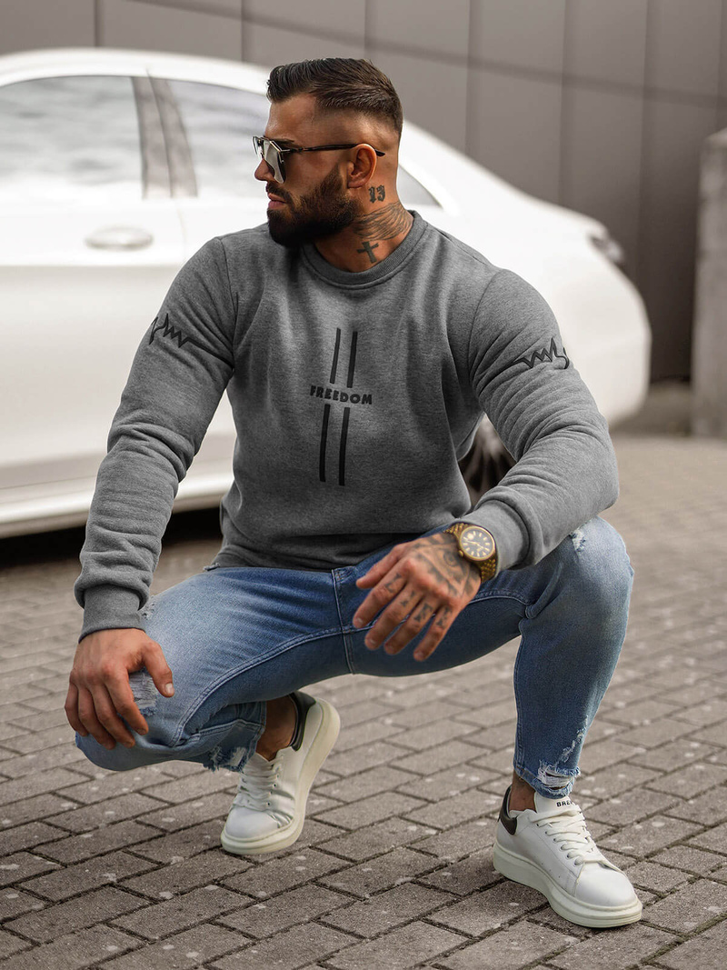 Herren Sweatshirt Dunkelgrau OZONEE JS/8B1358/5