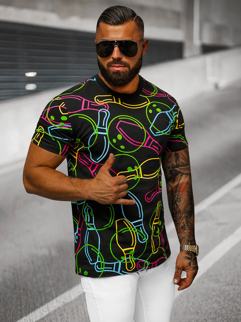 Herren T-shirt Schwarz OZONEE O/T1272/3