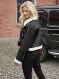 Damen Lederjacke Schwarz OZONEE JS/11Z8256Z