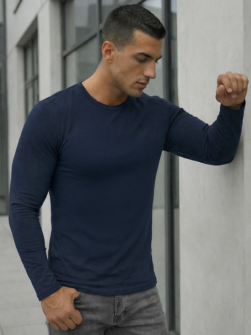 Herren Longsleeve Marineblau OZONEE JS/DB71/5