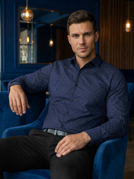 Herren Hemd Dunkelblau OZONEE V/V181Z