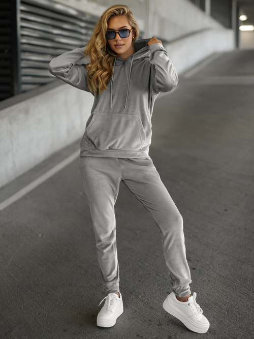 Damen Velours Sportanzug Grau OZONEE JS/8C1301/2
