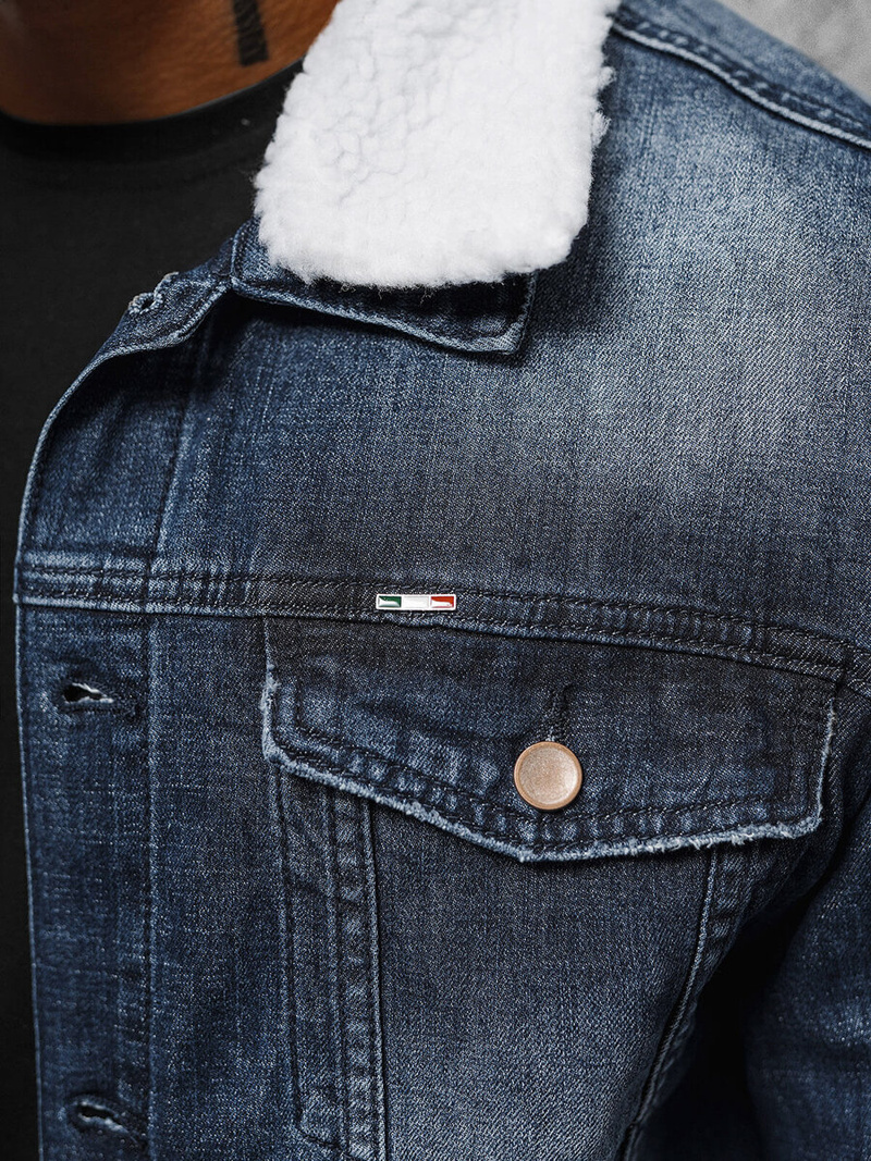 Herren Jeansjacke Sherpa Dunkelblau OZONEE NB/MJ516BSZ